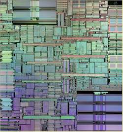Struktura mikroprocesorja z vgrajenimi 15 milijoni tranzistorjev